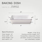 Made In Cookware - Square Baking Dish - Navy Rim - Hand Crafted Porcelain - Professional Bakeware - Made in France