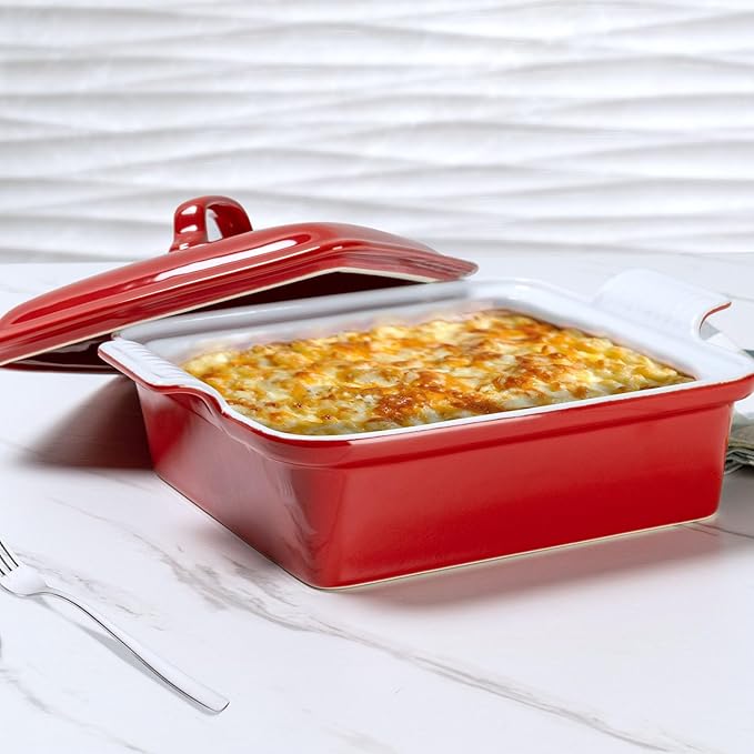 Emeril Lagasse Square Stoneware Baking Dish - 1.5Qt Lasagna Baking Dish, Perfect for Casseroles, Lasagna, and More!