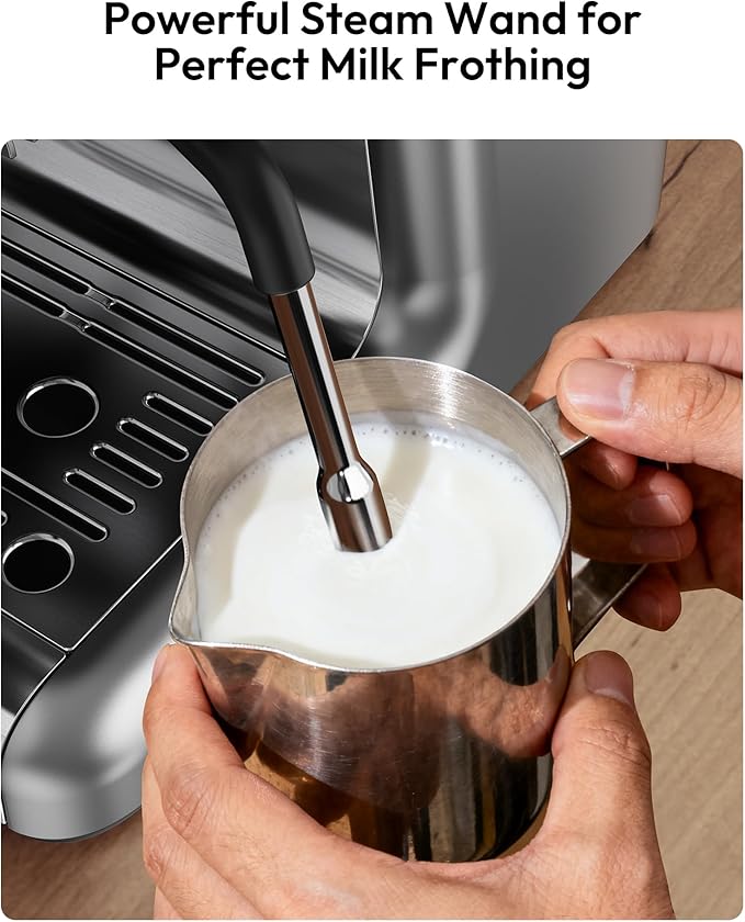 EUHOMY Espresso Machine with Grinder, 20 Bar Professional Espresso Coffee Maker for Home, with Milk Frother for Latte, Cappuccino & Barista-Style