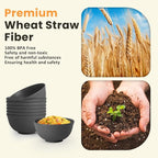 Hoimenly Wheat Straw Bowls for Kitchen, Unbreakable Cereal Bowl Set of 8, 26oz Microwave and Dishwasher Safe Bowls Set for Party, Camping, Alternatives to Plastic Bowl, Stackable Soup Bowls(Dark Grey)