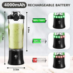 Portable Blender for Shakes and Smoothies- Personal Juicer 20 OZ Electric Protein Shaker Bottle with Insulated Sleeve, USB-C Rechargeable,Travel Lid-Small Blender Cup for Kitchen, Office, Gym,Travel