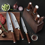 8 Pieces Knife Set with Magnetic Block, Ultra-Sharp High-carbon Steel Kitchen Knife Set, Professional Knife Block Set with Ergonomic Wooden Handle & Sharpener