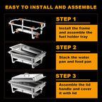 Chafing Dishes for Buffet 4 Pack, 9Qt Chafing Dish Buffet Set with Different Food Pans Combo, Food Warmers for Parties Buffet, Events & Weddings, Silver