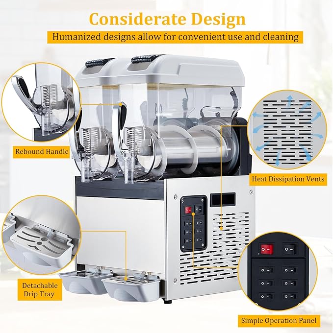 12L*2 Commercial Slushie Machine, 700W slushy machine, 6.4 Gals cocktail margarita frozen drink machine for home, Electric Large Slushie Machine with Self-cleaning Mode for Restaurant Bar