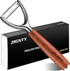 Premium Vegetable Peeler Stainless Steel，Ultra Sharp Potato Peelers for Kitchen, Swivel Blade Veggie Fruit Peeler, Carrot Cucumber Peeler with Ergonomic Wood Handle Y Peeler（5 Years Warranty）