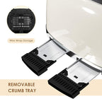 4 Slice Toaster Roter Mond Retro Stainless Steel with Bagel Defrost Cancel Function, 6 Browning Settings, Extre Wide Slot and Removable Crumb Tray, Cream, ST033