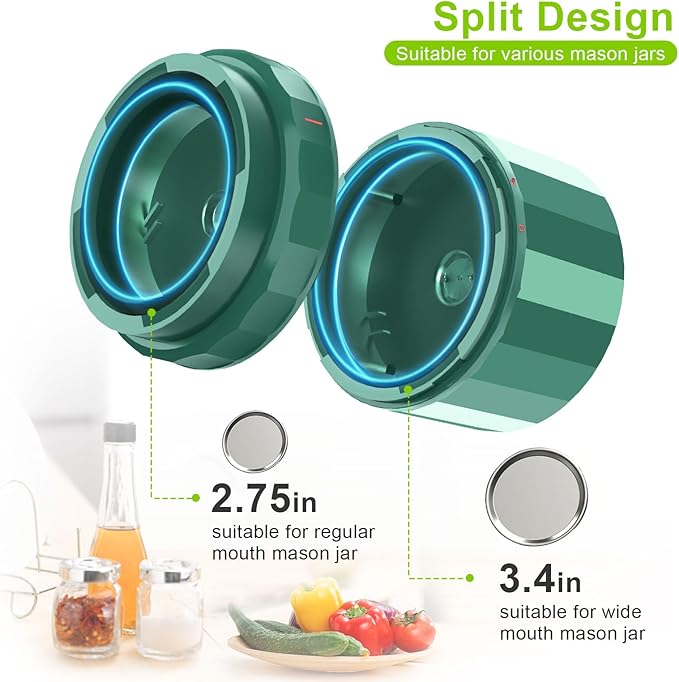 M11 Electric Mason Jar Vacuum Sealer Kit - Vacuum Sealer for Wide & Regular Mouth Canning Jars
