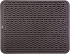 Silicone Dish Drying Mat for Multiple Usage,Easy clean,Eco-friendly,Heat-resistant Silicone Mat for Kitchen Counter or Sink,Refrigerator or drawer liner Coffee L 16 inches x 12 inches