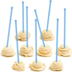 100 Pieces Disposable Plastic Round Top Clear Swizzle Sticks, Crystal Cake Stick, Cocktail Coffee Drink Stirrers 7.24 Inch (Blue)