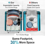 iSPECLE Over Sink Dish Drying Rack - Expandable Capacity Dish Rack for Kitchen Counter, Fits Any Sink Type, 12"~16.9" L x 11.8" W, Black