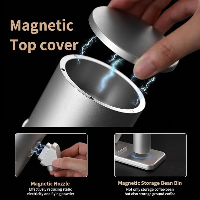 Electric Espresso Grinder, Coffee Bean Grinder for Home Use, Burr Coffee Grinder with 38MM 6-Star CNC Conical Burr and Magnetic Lid & Dosing Cup, Stepless Adjustment