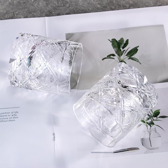 KAMMAK Old Fashioned Crystal Whiskey Glasses Set of 2, 8.45 oz (250 ml) Handmade Thick Base Tumbler with Delicate Rim & Seamless Design for Scotch, Bourbon, Cocktails, Lead-Free Barware