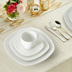 10" Square Dinner Plates Set of 4, White Ceramic Plates for Dinner, Salad, Appetizer & Dessert, Microwave, Dishwasher Safe Dinnerware for Kitchen, Perfect for Party Wedding Birthday & Christmas Dishes
