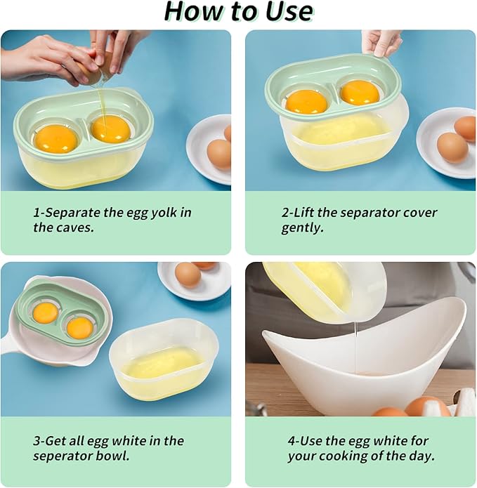 Egg White Separator with Egg Beater, Egg Separator for Raw Egg, Egg White Filter Storage Box Food Grade Level Kitchen Gadgets Egg Separator for Kitchen Cooking