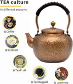 50.7oz Elegant Chinese Style Copper Tea Kettle For Stovetop, Non-Coating Pure Copper Teapot with Stainless Steel Infuser For Loose Tea, Large and Solid Tea Pot(1500ml)