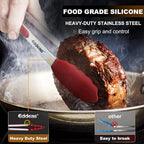 Tongs For Cooking - 7",9" and 12 inch Kitchen Tong with Silicone Tip,Heat Resistant 600 Degrees Metal Locking Tongs - for cooking,Salad and Barbecue,Red Set of 3