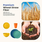 Homienly 40-Piece Premium Wheat Straw Dinnerware Sets, Service for 8, Unbreakable Plates and Bowls Set - Cups Sets, Dinner Plates, Bowls for Kitchen,Dishwasher and Microwave Safe Dishes Set - Multi