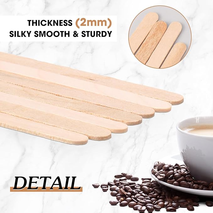 Meanplan 4000 Pack Birch Wood Coffee Stir Sticks 5.5 Inch Disposable Wooden Coffee Stirrers Bulk Long Tea Stirring Stick Round End Swizzle Beverage Mixer for Cocktail Hot Chocolate Drink Summer