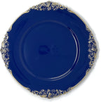 allgala Heavy Quality Round Charger Plates - Dinner Plates - Set of Charger Plates for Table Decor - Ideal for Weddings, Thanksgiving Parties & Holidays - Floral Royal Blue (13-Inch 6-Pack)