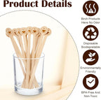 200 Pcs Coffee Stir Stirrers, 5.9 Inch Natural Wooden Coffee Mixer Stick With Round Ends Swizzle Drink Sticks Disposable Stir Sticks for Coffee Cocktails Milk Tea Honey Hot Chocolate