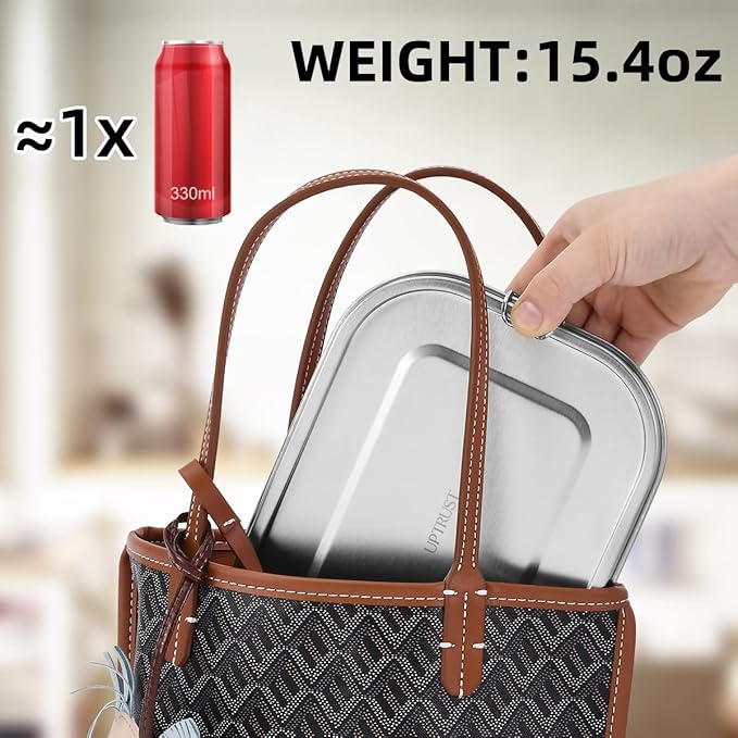 UPTRUST Leak Proof Stainless Steel Bento Lunch Container, (47OZ/1400ML) Metal Bento Lunch Box for Kids or Adults, 3 Compartment Packing Box for Work Lunch