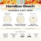 Hamilton Beach 5.5-Quart Enameled Cast Iron Dutch Oven Pot with Lid, Cream