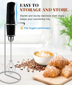 YUSWKO Milk Frother Handheld for Coffee with Stand, Rechargeable Drink Mixer with 3 Heads 3 Speeds Electric Coffee Frother Whisk, Gift for Many Occasions and Festival
