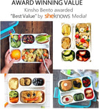 Bento-Box with Bag and Ice Pack Set. Lunch Boxes Snack Containers for Kids Boys Girls Adults. 6 Compartments, Leakproof Portion Container Boxes Insulated Bags for School Lunches, Blue