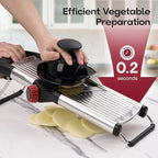X Home Adjustable Mandoline Slicer for Kitchen, Stainless Steel Food Slicer, Vegetable Slicer for Cucumber, Potato, Carrot, Onion, Cleaning Brush & Food Pusher Included, Easy to Use & Clean