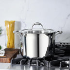 KEAWELL K3 Premium 8-Quart Tri-Ply Stainless Steel Stockpot with Lid, Induction & Oven Safe up to 600°F, Even Heating, Professional Cookware for All Stovetops (8-Qt)