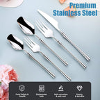 Lemeya 20-Piece Silverware Set for 4,Modern 18/10 Stainless Steel Flatware Set,Unique Rustic Cutlery Utensils Set,Spoon and Fork Set for Home, Restaurant,Wedding,Mirror Polished,Dishwasher Safe