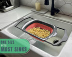 XL Large Kitchen Strainer by Comfify - Collapsible Silicone Over-The-Sink Colander with Extendable Handles - Use with Pasta, Fruit, Berries & Veggie - 6 Quart - Coral