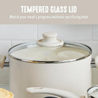 GreenLife Soft Grip 16 Piece Cookware Set, Non-Toxic PFAS-Free Ceramic Nonstick, Frying, Sauce, Saute, Utensils, Glass Lids, Stay-Cool Handles, Wobble Free, Dishwasher & Oven Safe, Cream