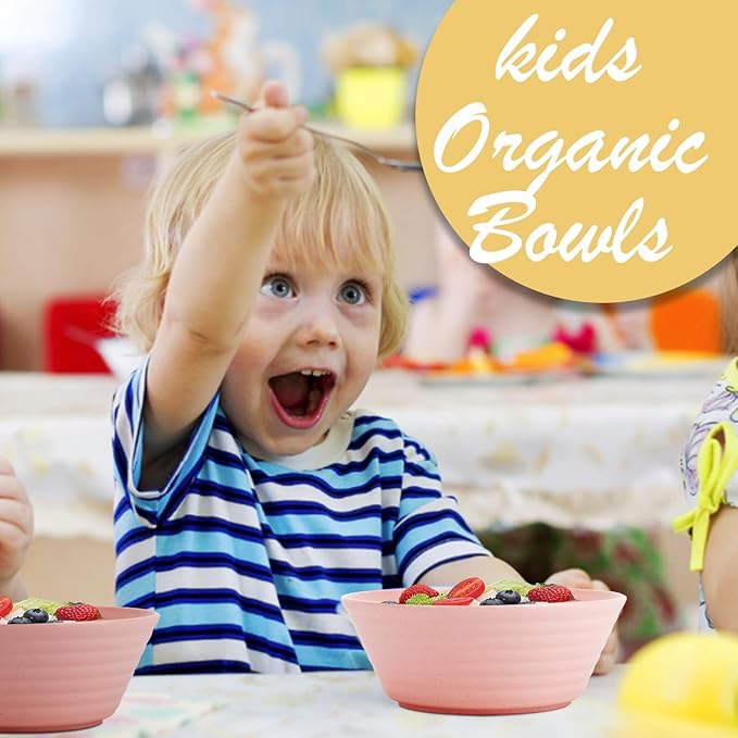 Wheat Straw Bowl Sets,6 PCS Unbreakable Cereal Bowl 36 OZ,Microwave and Dishwasher Safe Bowls,Kitchen Bowls BPA Free for Serving Soup,Oatmeal and Salad （Sakura）