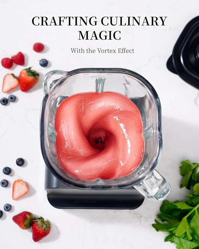 1200W Professional Smoothie Blender for Shakes, 52oz Glass Jar, Ice Crush, Puree, 9-Speed Touchscreen with Pulse & 7 Functions, Black