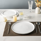 AmorArc Dinner Plates Set of 4, Handcrafted Porcelain Wavy Rim 10.5 Inch Modern Ceramic Plates Set, Dinnerware Dishes for Kitchen-Microwave&Dishwasher&Oven Safe, Chip resistant-Speckeld White