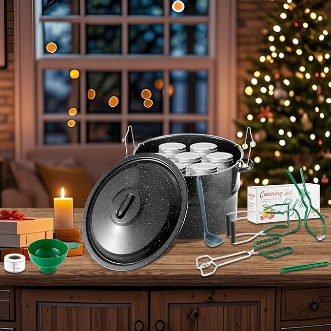 Canning Pot, 21.5QT Water Bath Canning Pot with Rack and Lid, Stainless Steel Canning Rack, Canning Starter Kit for Beginner, for Home, by Kendane.