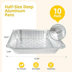 Aluminum Foil Pan, 9×13 Half Size Pans, Disposable Foil Pans for Roasting, Catering,Picnic or Holiday needs (10 Pack)