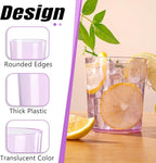 Liacere Plastic Drinking Glasses (Set of 12) 14 oz Purple Plastic Glasses Colors，Kitchen Water Glasses Cup, Bar Tumbler Glassware Set for Beer, Juice, Cocktail, Whiskey, Milk