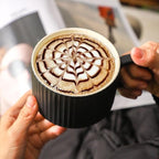 glowworm Coffee Mugs Set of 4, 15 Oz Ceramic Coffee Cups, Stackable Coffee Mugs for Lattee, Cappuccino, Wedding, Birthday Gift, Microwave & Dishwasher Safe, Black