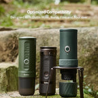 OutIn Ultra-Portable Foldable Coffee Stand with Carabiner, Stable Portable Espresso Machine Holder, Aluminum Unibody Design, Clip-On Carabiner for Easy Carrying, Fit Mino, Nano