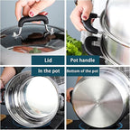MANO Steamer Pot for Cooking 14.2 inch Steam Pots with Lid 2-tier Stainless Steel Steaming Pot Multipurpose Cookware with Handle for Vegetable, Dumpling, Stock, Sauce, Food…