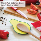 OTOTO Avocado Spoon Rest for Stove Top - Silicone Spoon Rest for Kitchen Counter, for Ladles, Tongs, Spatula Funny Cool Cute Kitchen Gifts Gadgets Accessories