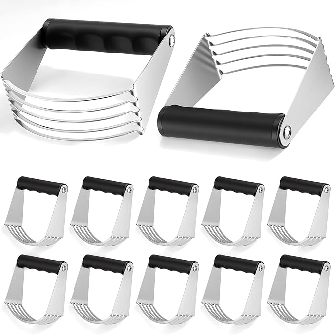 LemonRoad 12 Pcs Large Dough Blender for Baking Bulk Heavy Duty Pastry Cutter Tool Stainless Steel Dough Cutter Butter Masher Flour Beater with Thick Blade Dishwasher Safe for Easy Mixing Kitchen