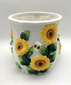 ACK Utensil Holder, Utensil Crock, Modern Kitchen Decor, Kitchen Storage (3D Sunflower)
