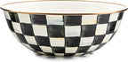 MACKENZIE-CHILDS Enamel Everyday Bowl, Serving Bowl for Entertaining, Extra-Large, Black-and-White Courtly Check, Set of 1