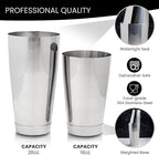 Boston Shaker Set: Two Piece 18oz and 28oz Weighted Stainless Steel Professional Bartender Cocktail Shaker Tins