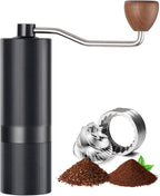 Manual Coffee Grinder, Photway Coffee Bean Grinder with CNC Stainless Steel Conical Burr and Adjustable Coarseness for French Press Coffee Office Traveling Camping Gift - Black Hand Coffee Grinder