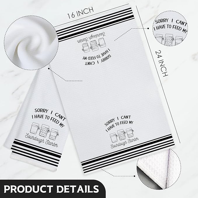 Funny Sourdough Baking Kitchen Towels, Gifts for Sourdough Bakers Tea Dish Towels for Kitchen, Baking Lover Gifts Decorative Hand Towels, 16x24 Inch