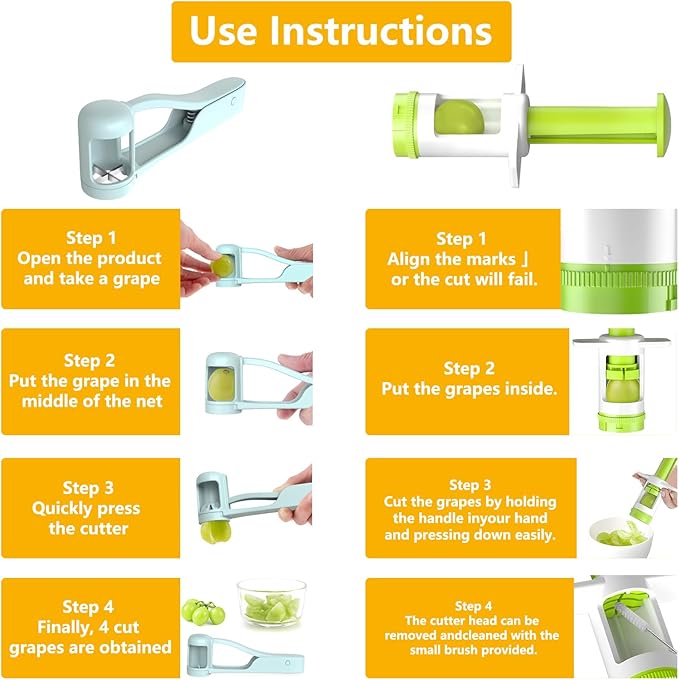 Grape Cutter suit, Stainless Steel Fruit Cutter for Grapes, Strawberries and Cherry Tomatoes, Slice into Quarters, Effortless Kitchen Tool for Fruit Salad Preparation, Quick and Easy Meal Prep